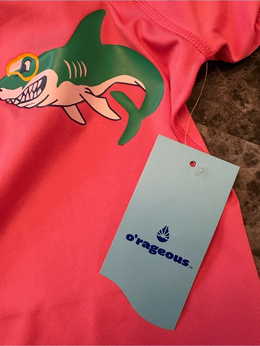 Boy's Pink Shark Graphic Rashguard Swim Top